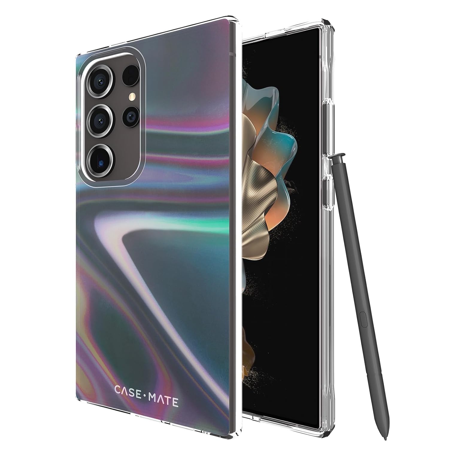 Case-Mate Soap Bubble Samsung Galaxy S24 Ultra 5G Case [6.8"] [12ft Drop Protection] [Wireless Charging] Phone Case for Samsung Galaxy S24 Ultra 5G - Iridescent Swirl Effect, Shockproof - Iridescent