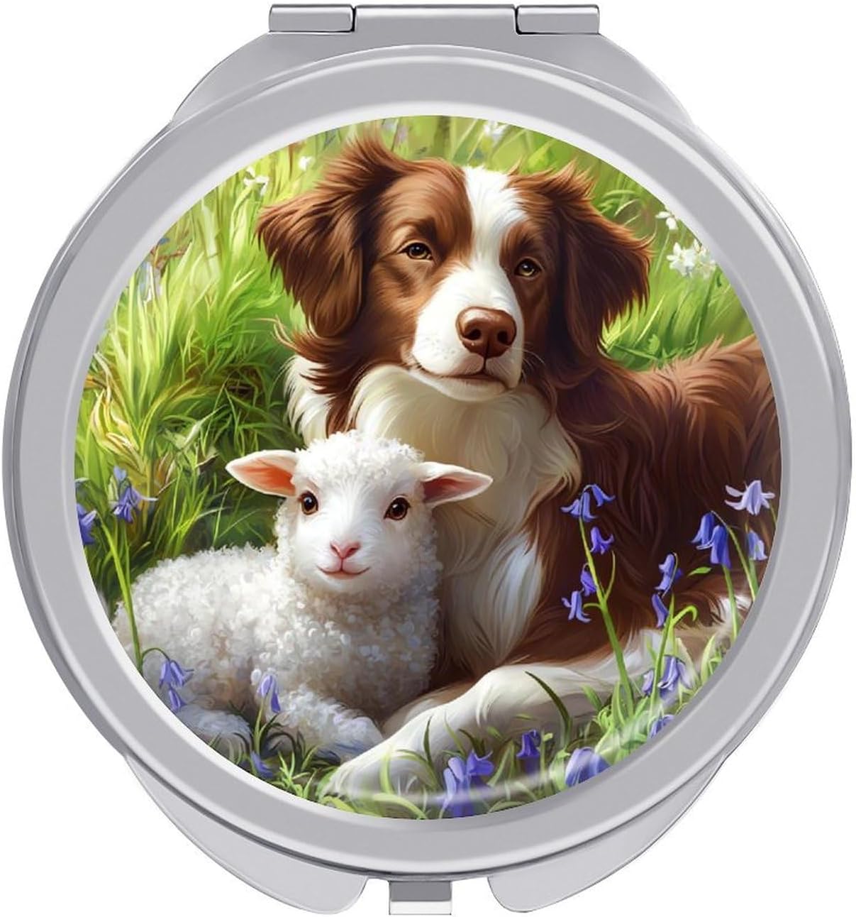 Border Collie Dog Sheep Compact Makeup Mirror Mini Foldable Cosmetic Mirror Portable Travel Mirror for Purse Pocket