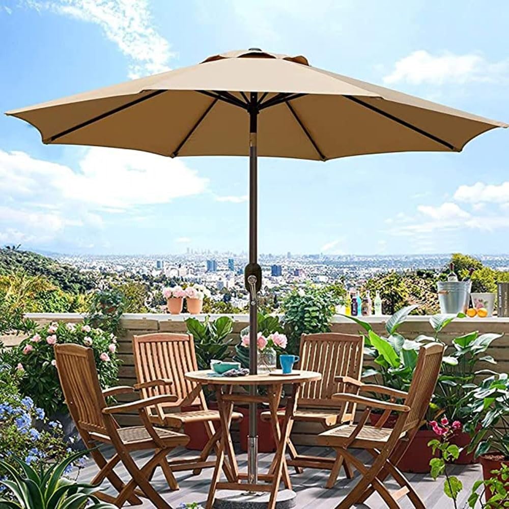 Telo Di Ricambio Per Ombrellone KADEUX 270/300 Cm - Copertura In Poliestere Per Giardino E Spiaggia - Adatta A Strutture Da 6/8 Stecche (Nero, 300 Cm)