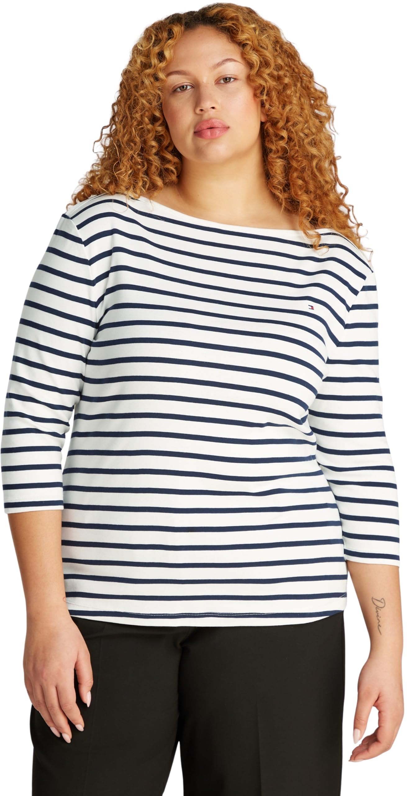 Tommy Hilfiger Damen Langarmshirt Slim Fit Cody mit U-Boot-Ausschnitt