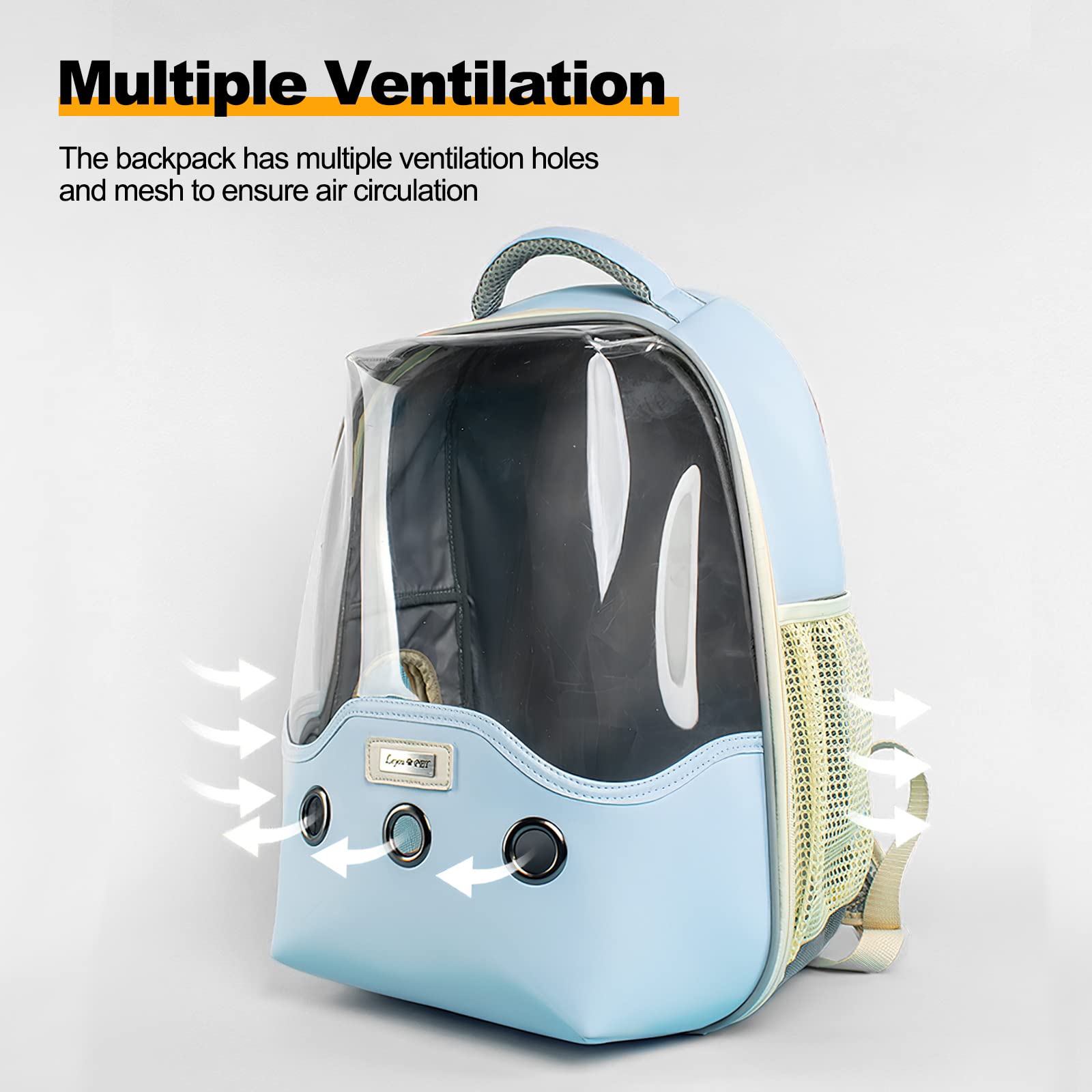 Galatée Katzenrucksack, Tragbarer Atmungsaktiver Haustiertragerucksack, Haustierrucksack Mit Transparentem Fensterdesign, Hundetragerucksack Mit Innerem Sicherheitsgurt(Hellgelb)