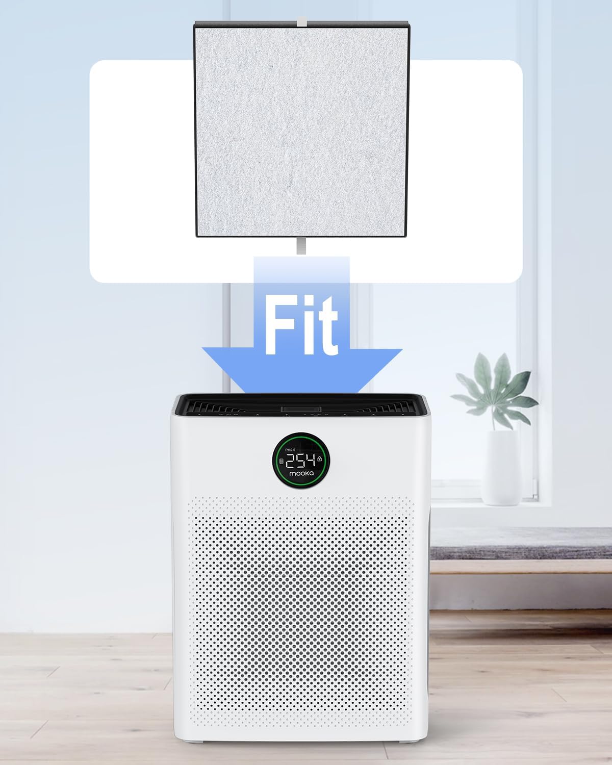 2 Pack MOOKA PR1 Genuine Air Purifier Replacement Filter, H13 True HEPA Air Purifiers for Home Large Room up to 2200sq.ft, with Washable Pre Filter, Removes Pollen Dander Smoke Pet Hair Dust - Image 3