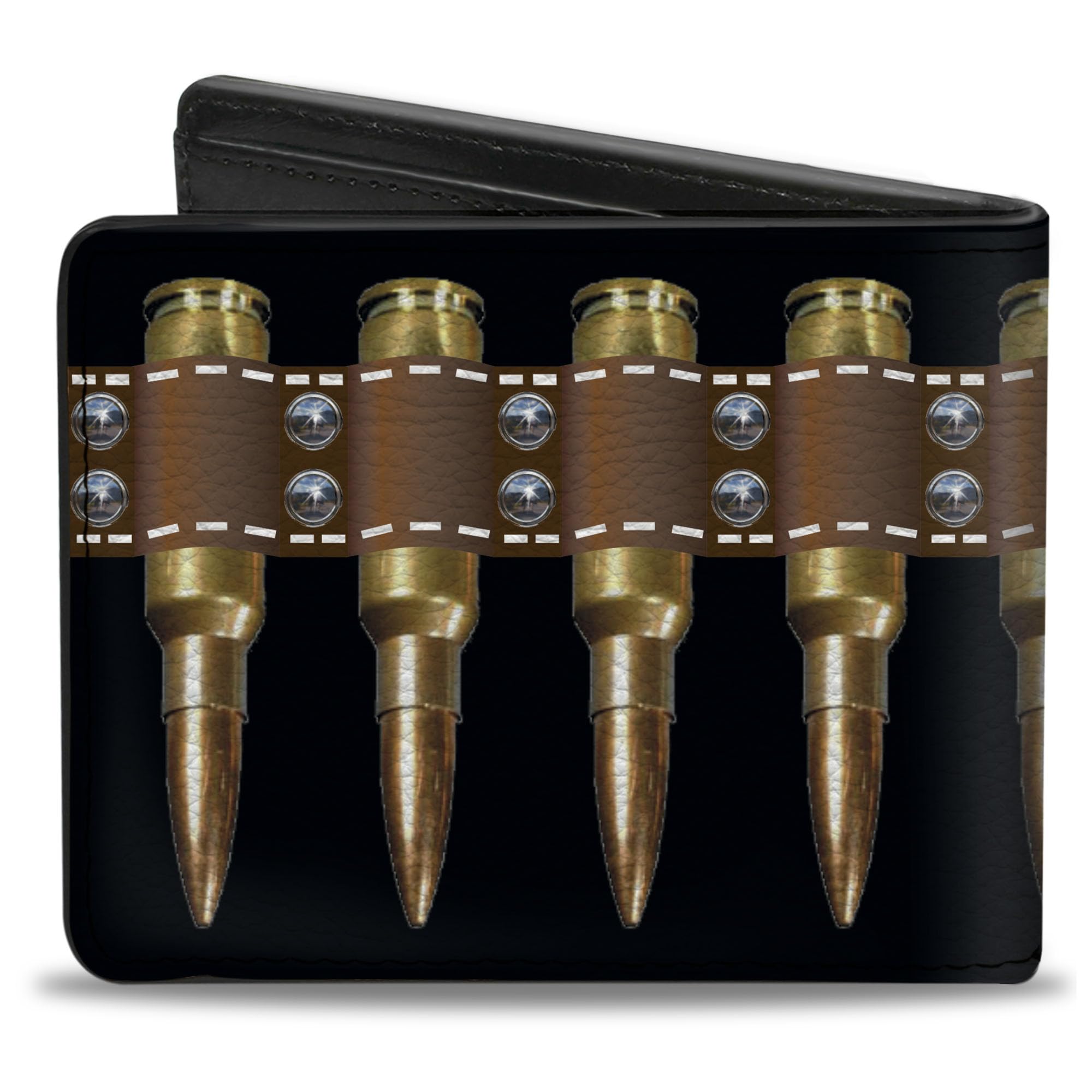 Buckle-Down Men's Wallet, Bifold, Printed Bullets Pattern, Vegan Leather, Multicolor, 4.0