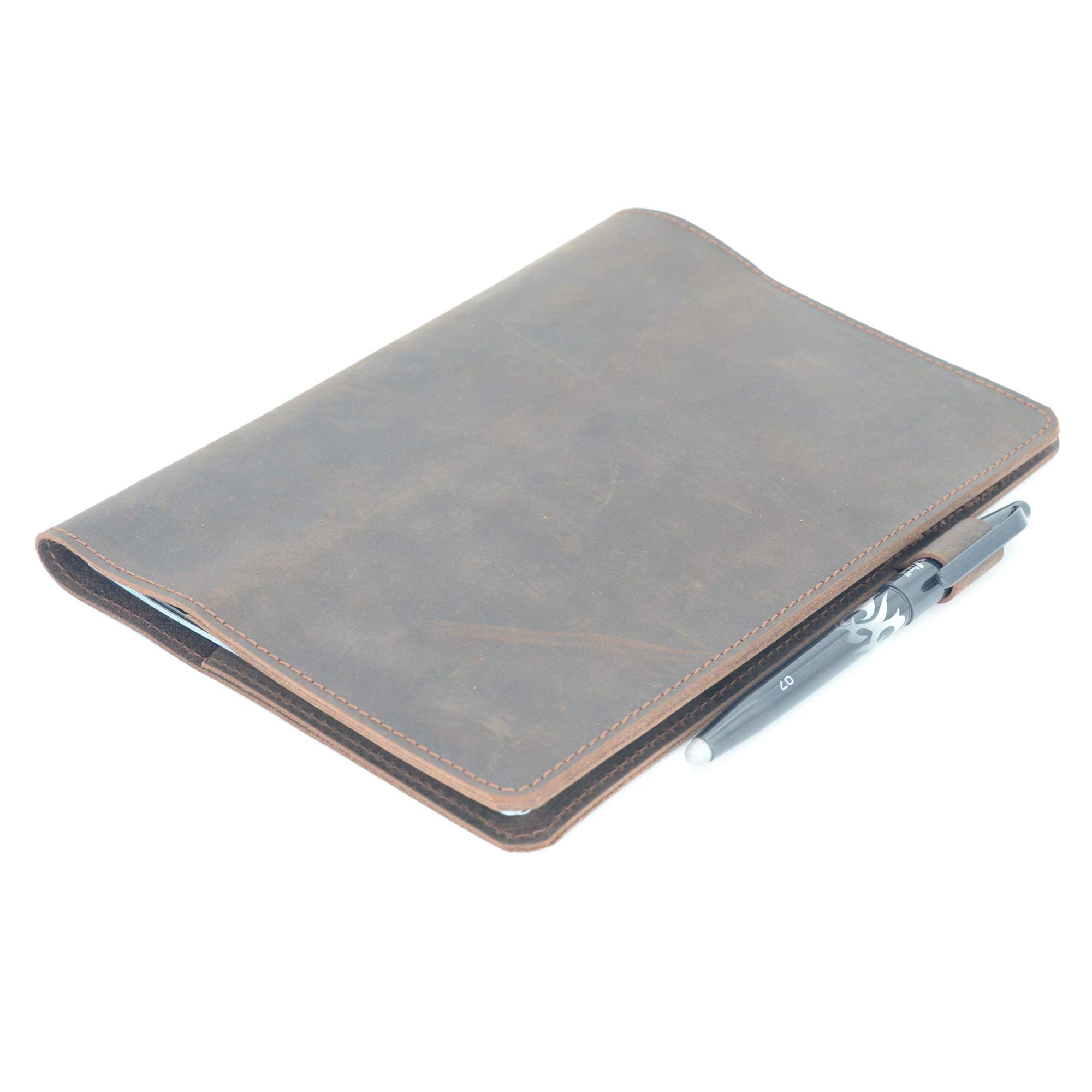 JJNUSA Étui pour carnet de notes en cuir véritable vieilli fait à la main pour Everlast, Fusion, Wave Moleskine, A4 avec passant pour stylo 27,9 x 21,6 cm