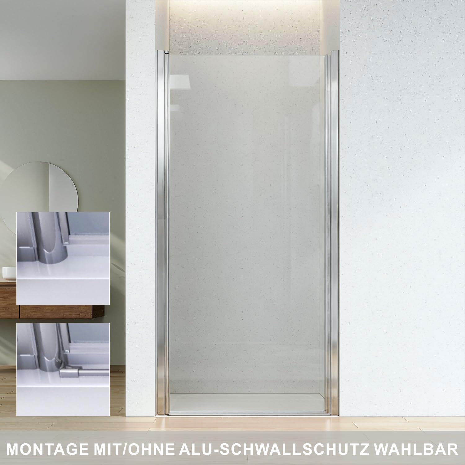 Duschtür Glas 85 cm Pendeltür Dusche Nischentür rahmenlos