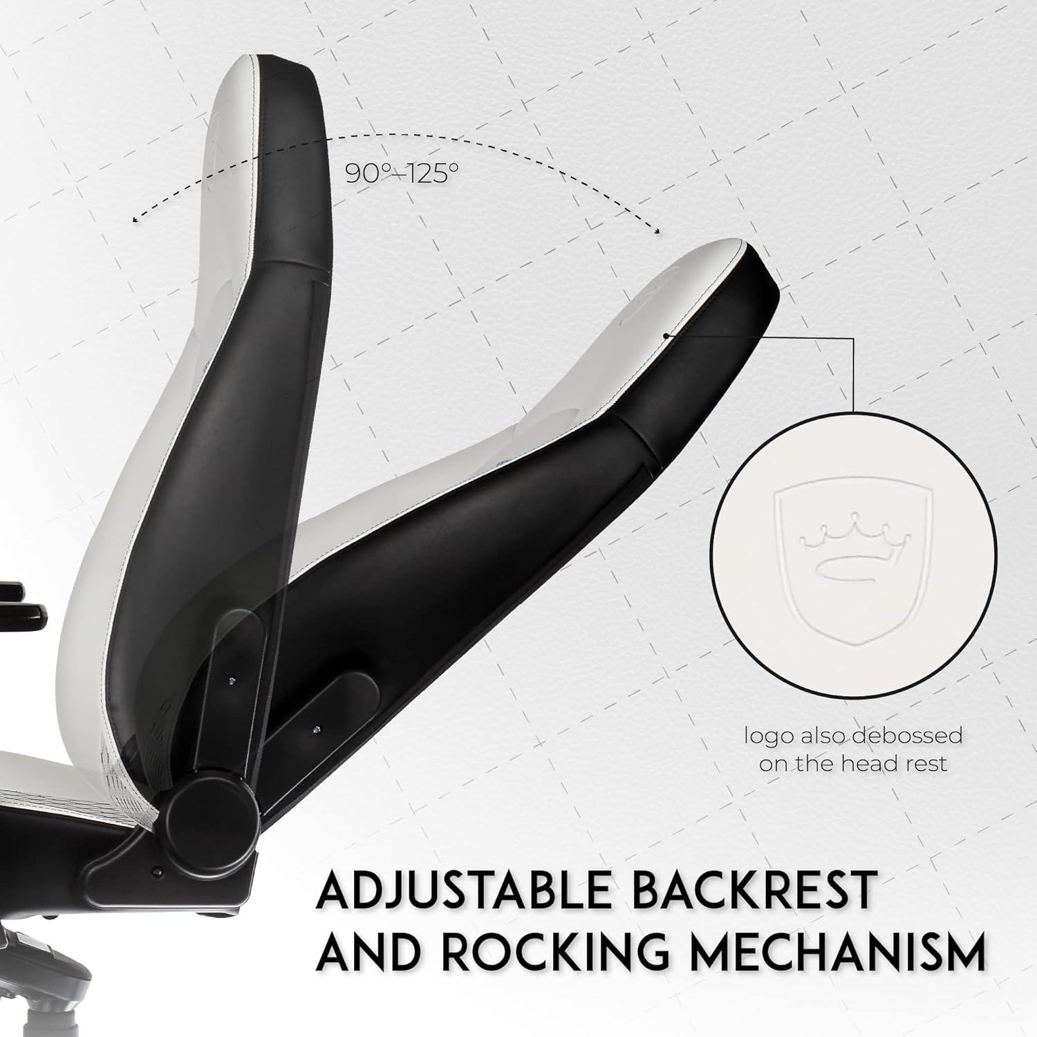 noblechairs ICON Gaming Chair and Office Chair with Lumbar Support, PU Faux Leather, White/Black