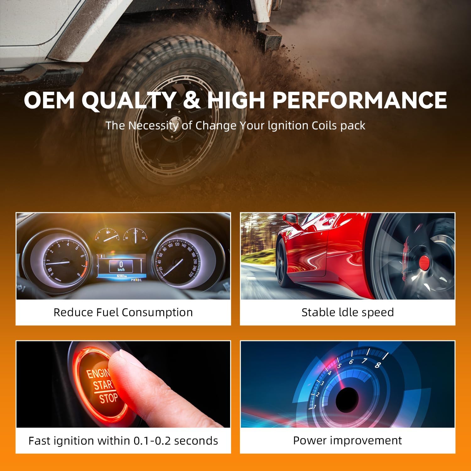 DEAL Ignition Coil Pack, Compatible with Allure LaCrosse Rendezvous Enclave Traverse Vectra Acadia Outlook 9-3SRX CTS STS 2.8L 3.6L V6 Replace D501C C1508 C1645, Set of 6