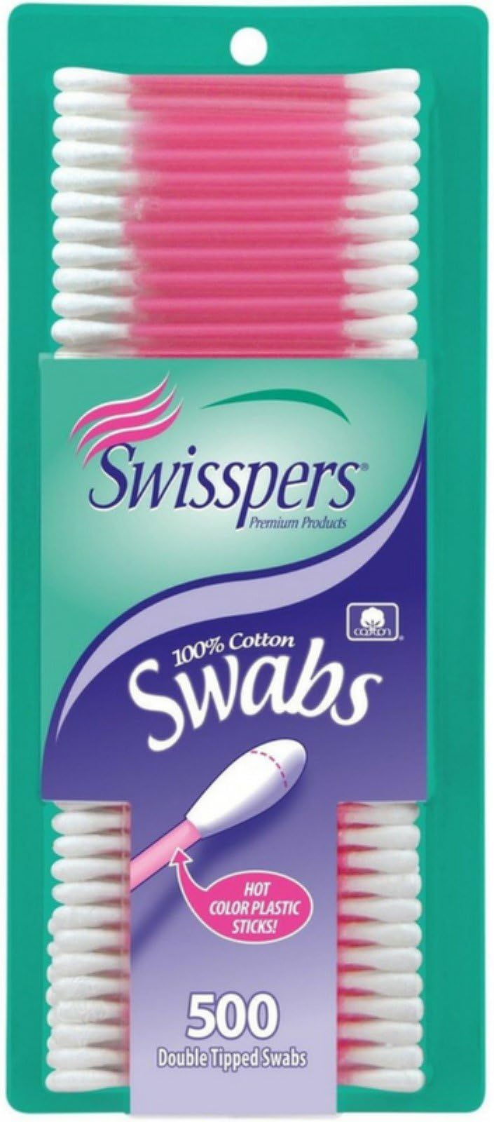 Swisspers Premium Cotton Swabs, 100 Pure Cotton Tips
