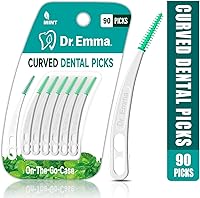 Vista 2 de Dr. Emma Púas dentales de menta curvadas suaves de goma para dientes, fáciles de usar con estuche de transporte, 90