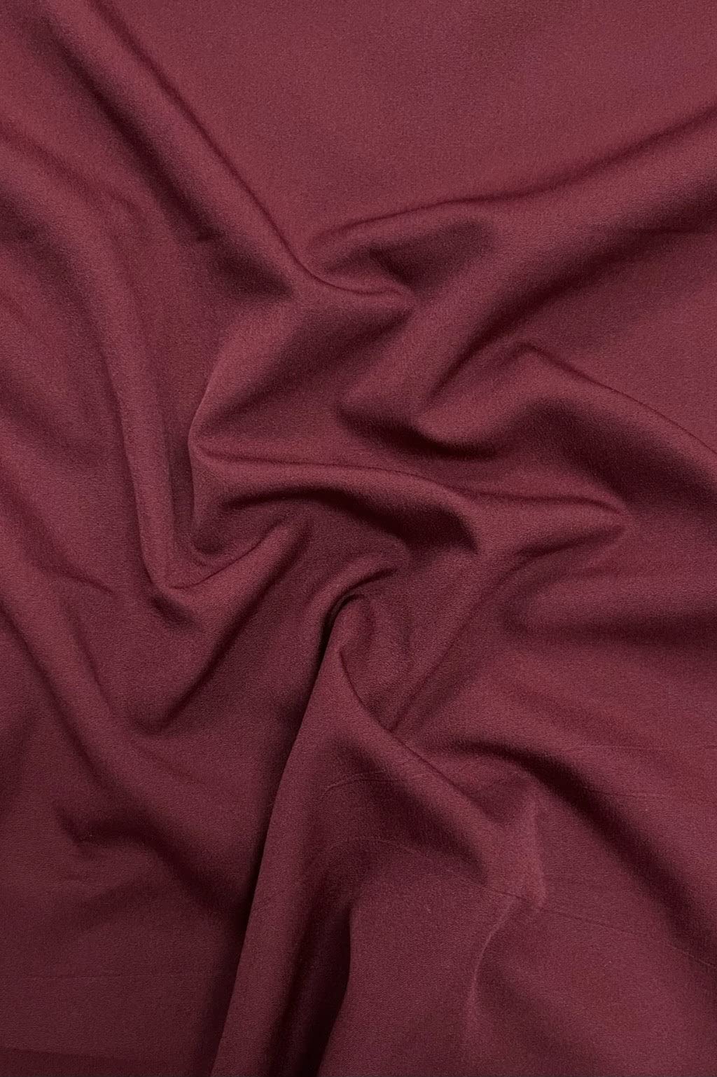 Fabricarea Burgundy Plain Smooth Crepe Polyester Fabric, Use for Lining, Plazo, T-Shirts Ect. 44/45" Width. (1 Meter), Solid-image-49