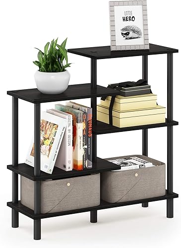 Miniatura 14 de Furinno Turn-N-Tube - Estantería de exhibición de diseño de 4 niveles, color gris roble francés y negro Espresso / negro,Roble Francés/Negro,Roble