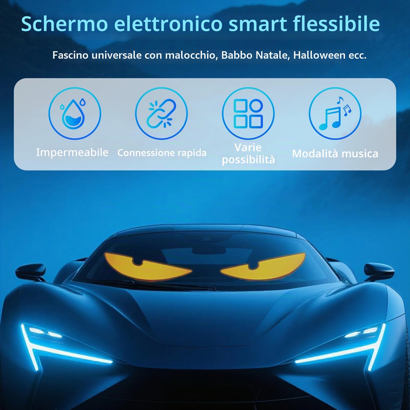 Set di 2 LED Devil Eyes per Camion e Auto, 120×597 mm Set Devil Eyes, Display DIY Programmabile, Testo Scorrevole LED Dinamico con Controllo App & Telecomando, per Veicoli