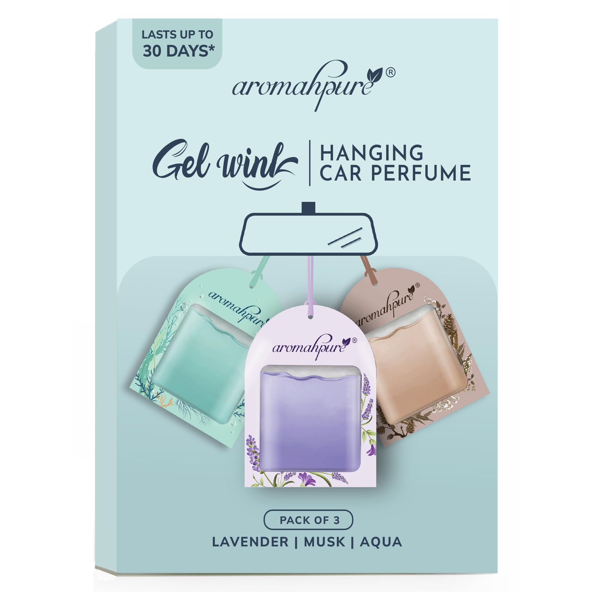 Aromahpure Gel Wink Hanging Car Perfume | Long-Lasting Gel Based Car Air Freshener | Car Accessories | Last Up to 30 Days (Musk-Aqua-Lavender)-image-32