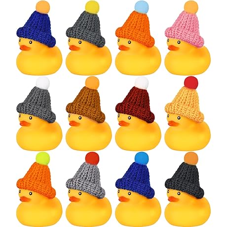 12 Colorful Rubber Duckies with 12 Accessories