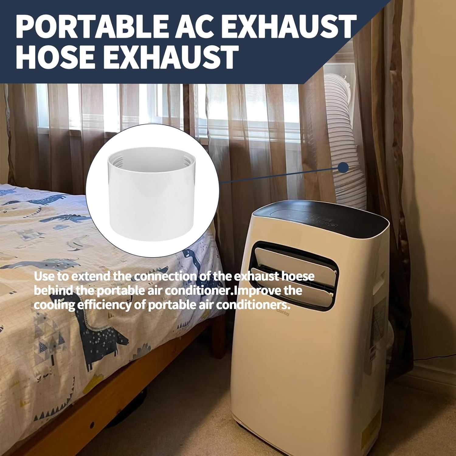 5.9 Inch Portable Air Conditioner Hose Extention Coupler, Universal Air Conditioner Exhaust Hose Vent Connector, for Clockwise and Counter Clockwise Thread Extending AC Hose