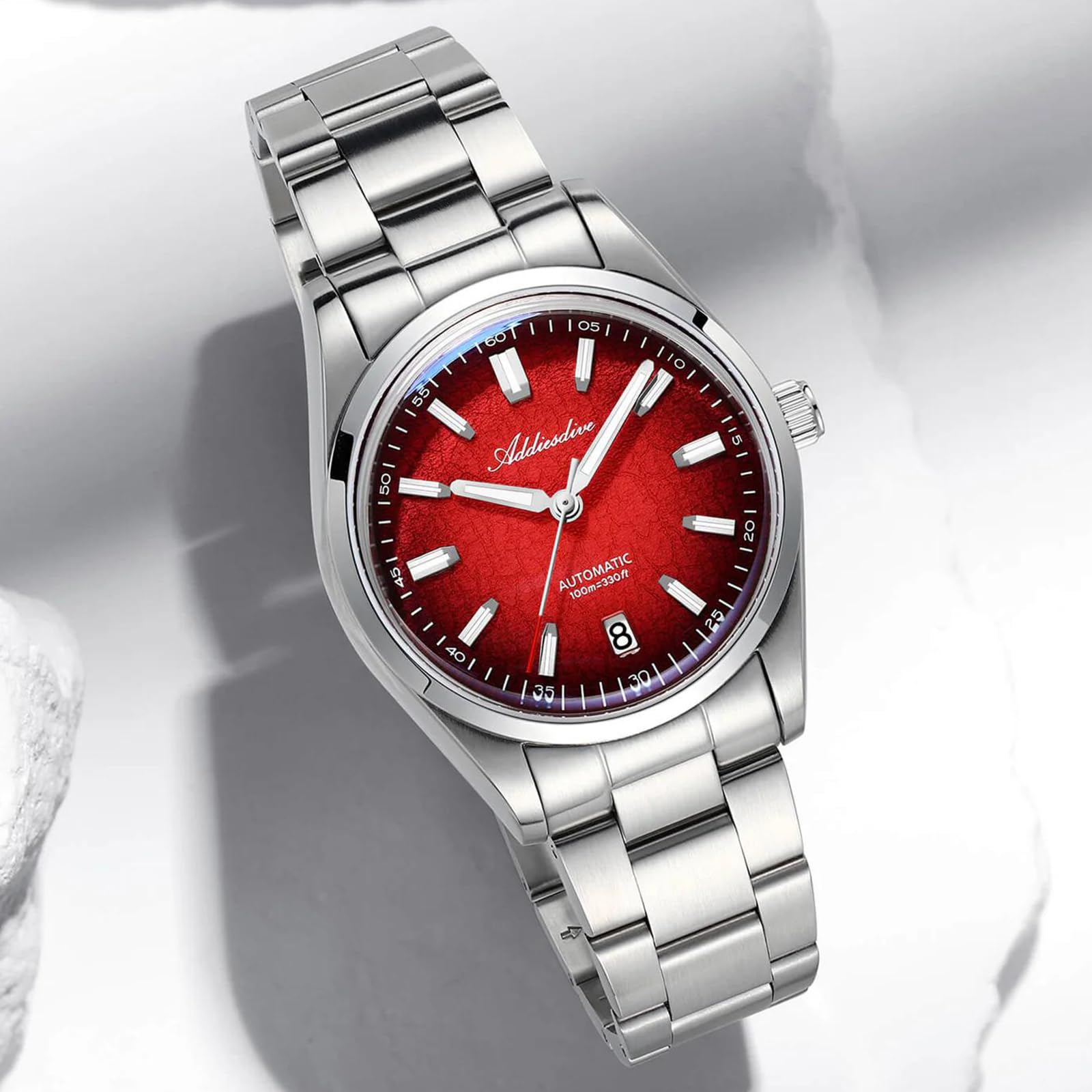 ADDIESDIVE AD2091 39 MM Orologio meccanico da uomo, movimento automatico NH35A, cristallo zaffiro, bracciale in acciaio inossidabile, orologio subacqueo 100M