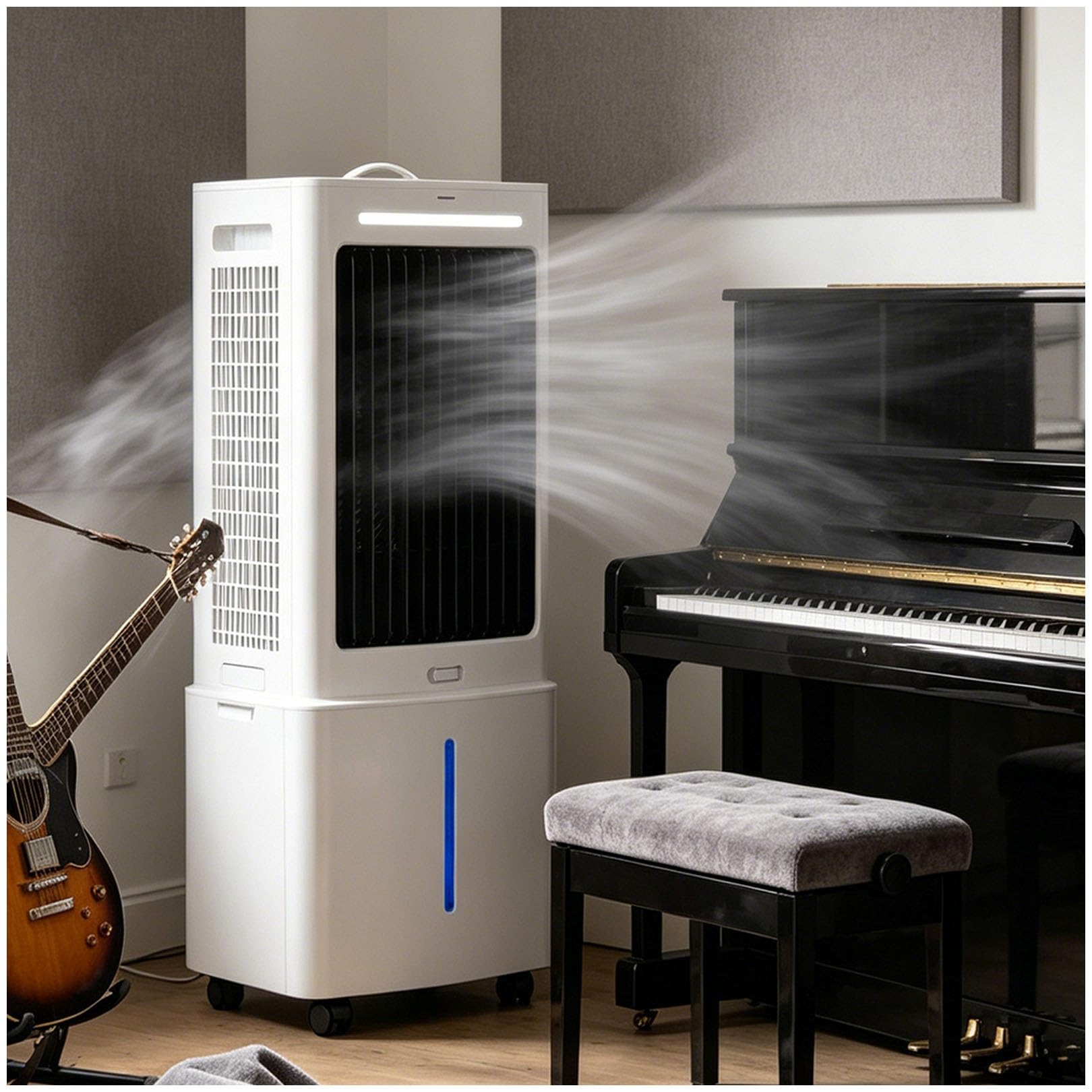 Portable 3-in-1 Air Cooler & Fan, 120° Auto Oscillation, 360° Casters, 25L Tank, 3 Speeds, 1177 CFM, Ventless, 80W, Perfect for Bedroom & Home Office