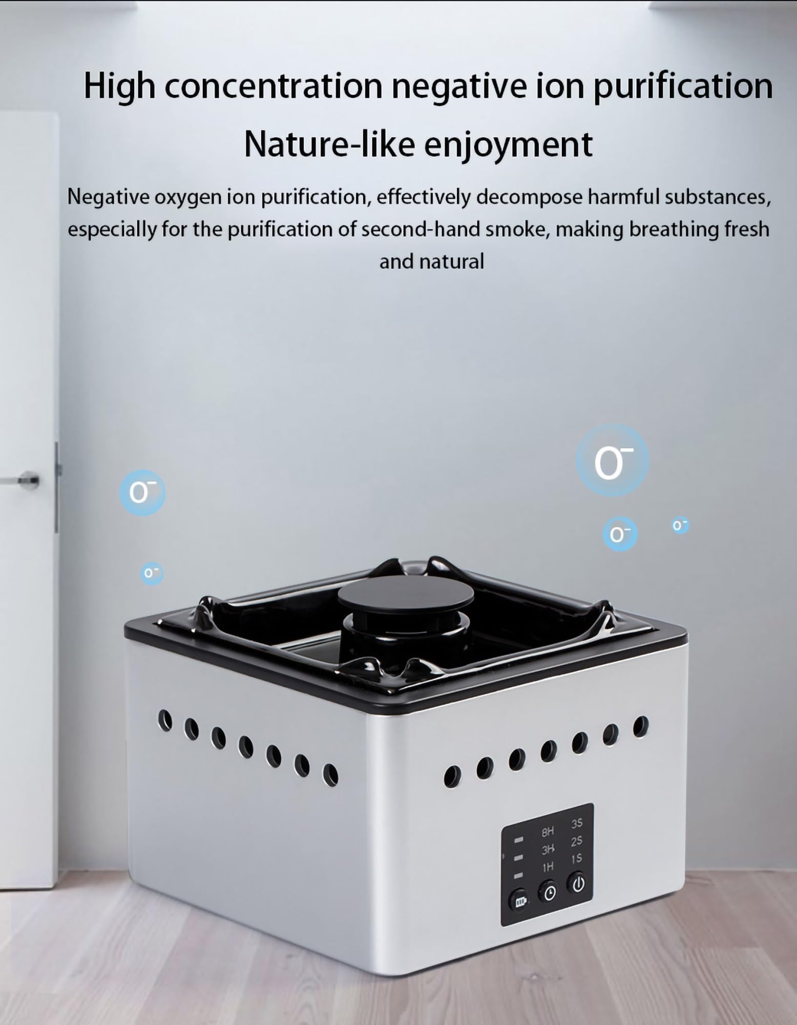 Elektryczna Popielniczka i Cichy Oczyszczacz Powietrza 2 W 1 USB Wielofunkcyjna Bezdymna Z Filtrem Do Samochodu Biurowego (Color : White)
