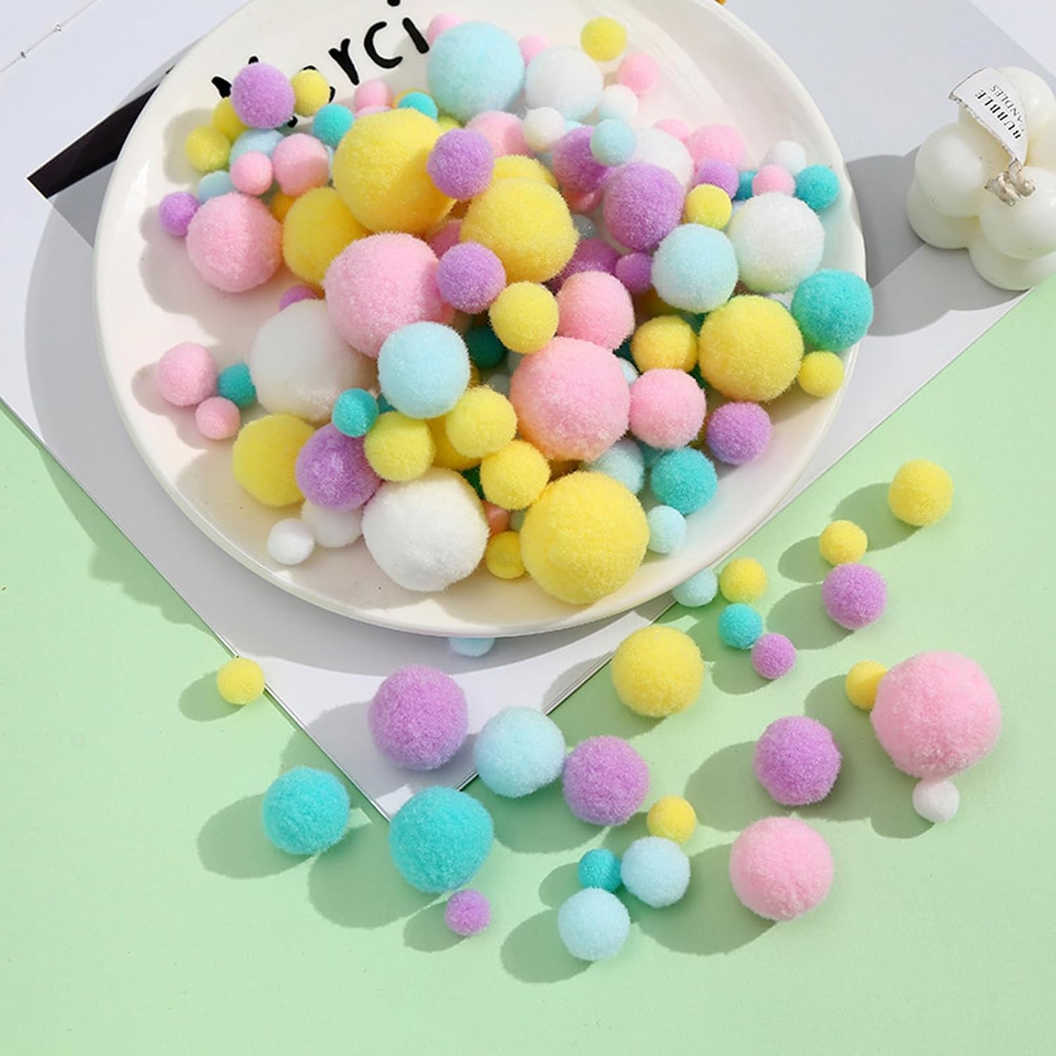 130 Pcs Assorted Sizes Craft Pom Poms,Creative Accessories,Applicable to DIY Small Pom Pom Christmas Party Decorations Supplies (Colorful) image 3