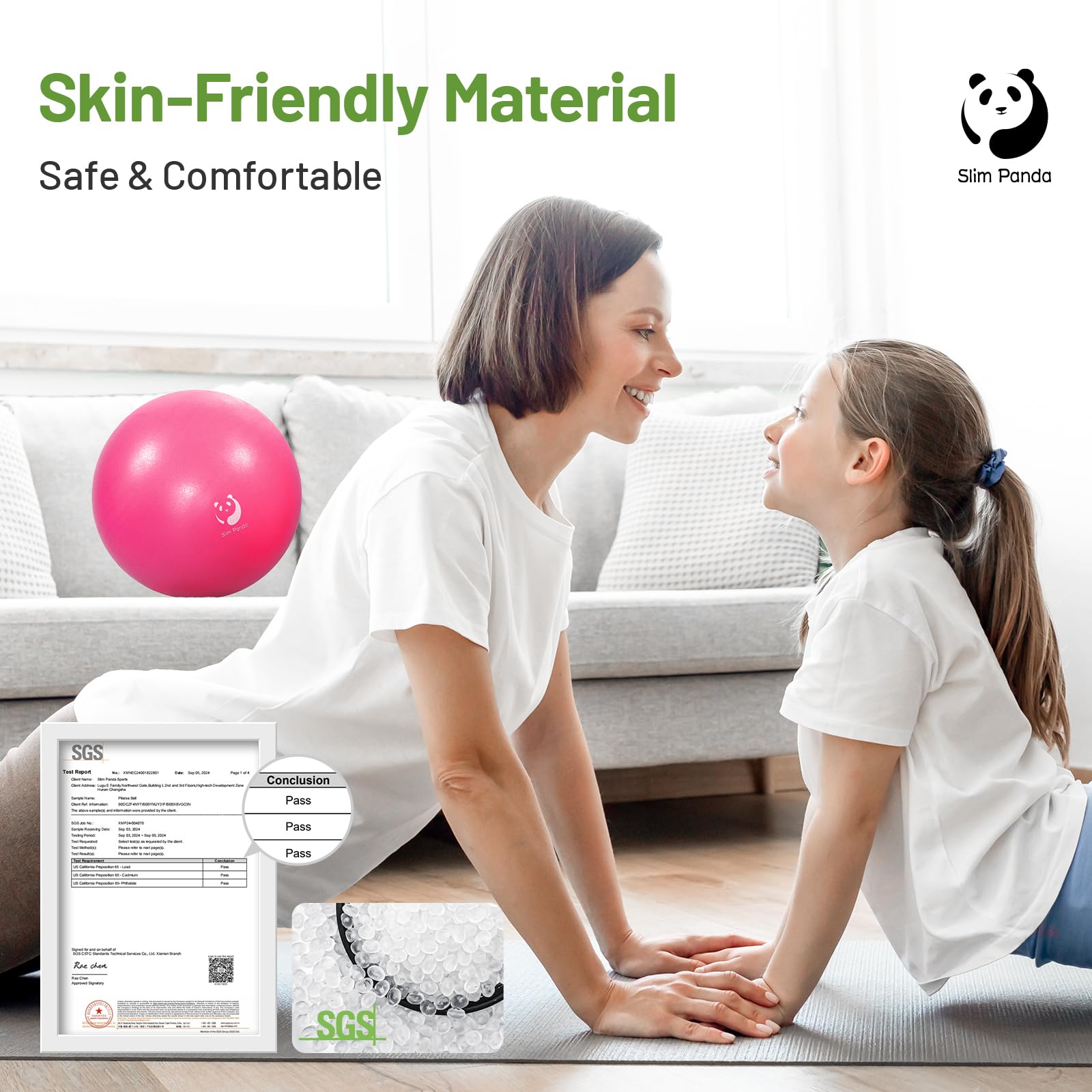 Slim Panda Palla Pilates Piccola,23-25cm Anti Scoppio Antiscivolo Palla Ginnastica con Cannuccia Gonfiabile,Soft PVC Palla daYoga per Fitness