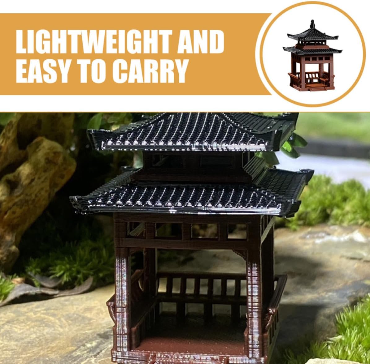 Realistic Pavilion Miniature Plastic Statue for Indoor Sand Table Decor image 3