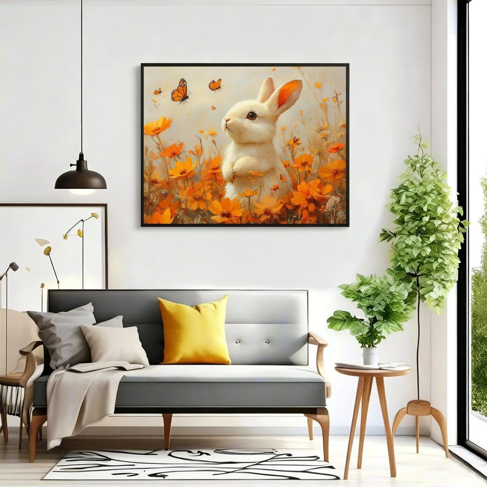 Pintar por Numeros conejo Pinturas Acrilicas flor Pintura por Numeros Adultos DIY Lienzos para Pintar, Pintura Acrilica Manualidades, Decoración para Hogar, Regalos Cumpleaños 90x120cm Sin Marco q-870