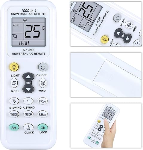 Miniatura 7 de Aire acondicionado universal K-1028E Control remoto compatible con LG Hisense Haier Panasonic Gree Midea Hitachi Samsung Toshiba Sanyo y más marcas