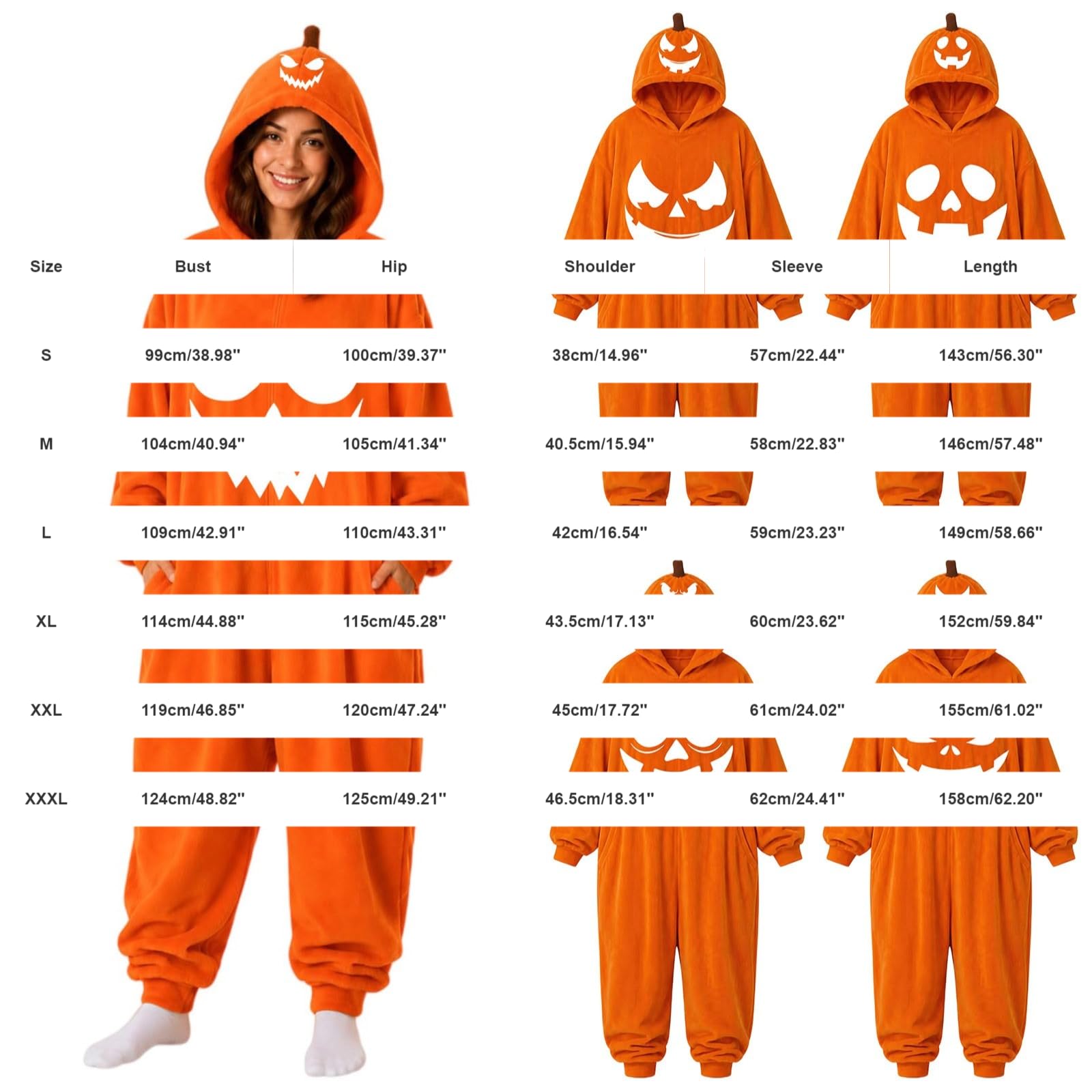 Tuta da donna per Halloween, con cerniera, lunga