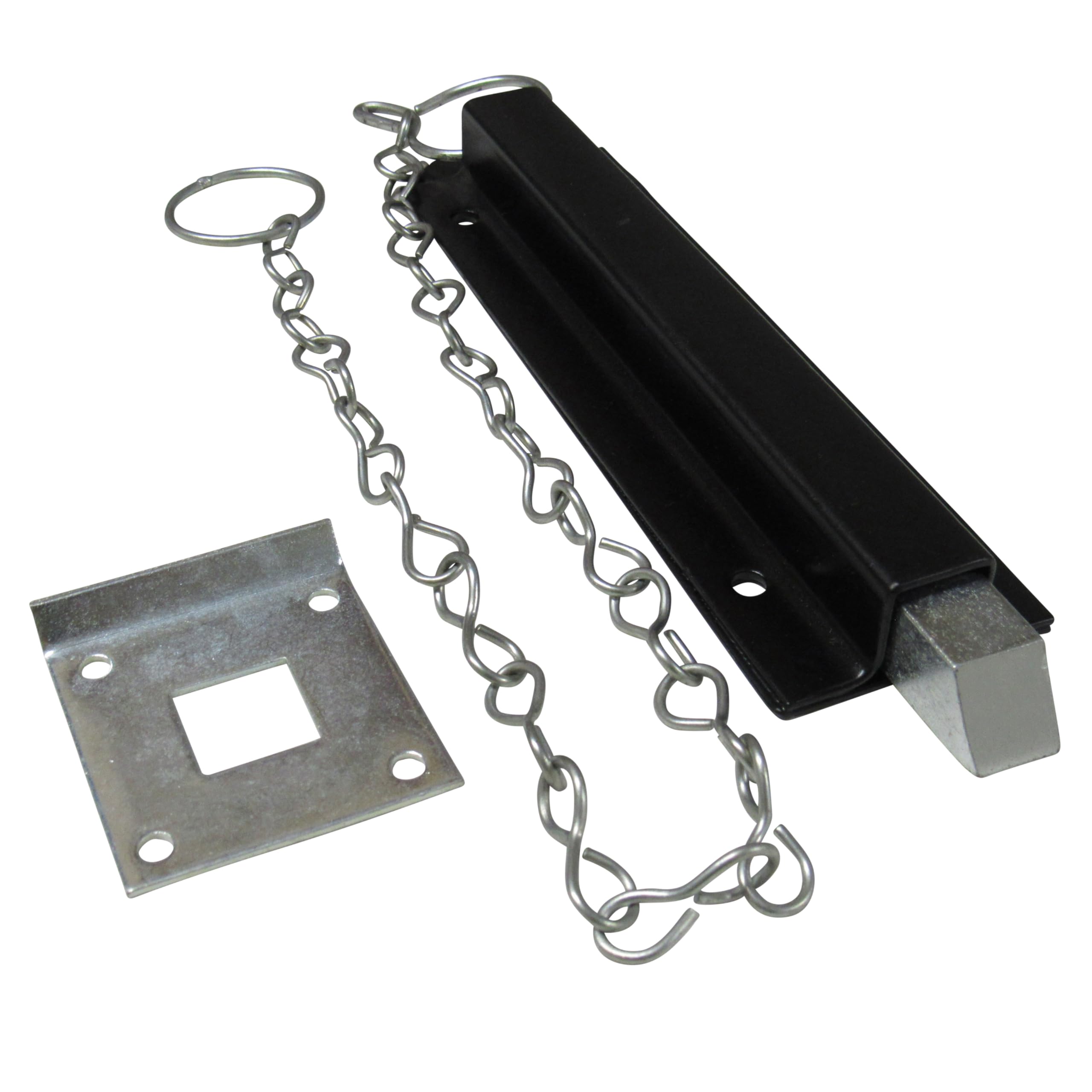 Secure Fix Direct Black Spring Loaded Chain Bolt Latch (Pull Back Sprung Door Gate Catch Zinc Plated ) (Black)
