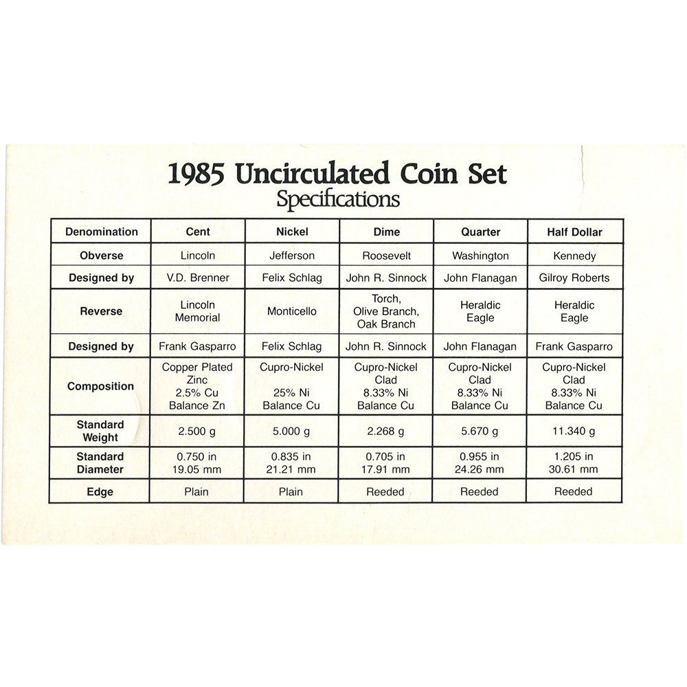 1985 US Mint Coin Set - Vintage Collectible -4 1985 US Mint Coin Set - Vintage Collectible -4