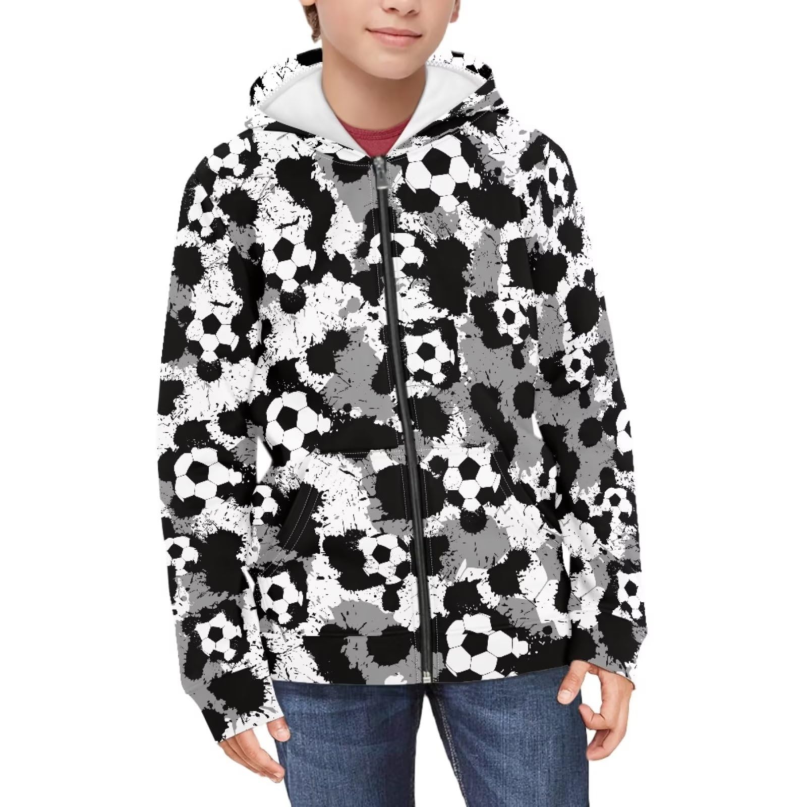 Coloranimal Unisex Girls Boys Long Sleeve Casual Hoodies &amp; Sweatshirts Tops Kids Zip Up Jacket Coat Age 6-16 Year
