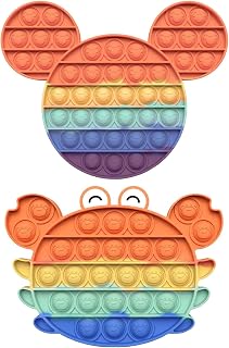 推推泡泡 套装 挤压玩具 益智玩具 Pop It 挤压玩具 减压物品 减压 玩具 握住 动物 奖品 儿童 成人通用 提高注意力 可洗 无害 (T01 螃蟹&米奇)