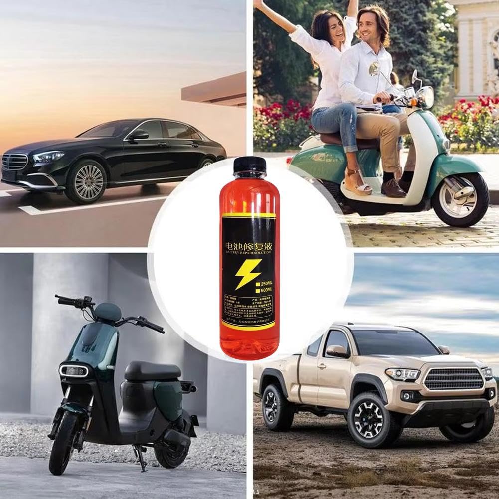 Soluzione Liquida per Ripristino di Batterie 500ML - Soluzione di Acido per Batterie per Rinnovamento di Batterie, Liquido per Terminali di Piombo e Pulitore di Acido, Acqua Deionizzata e Distillata