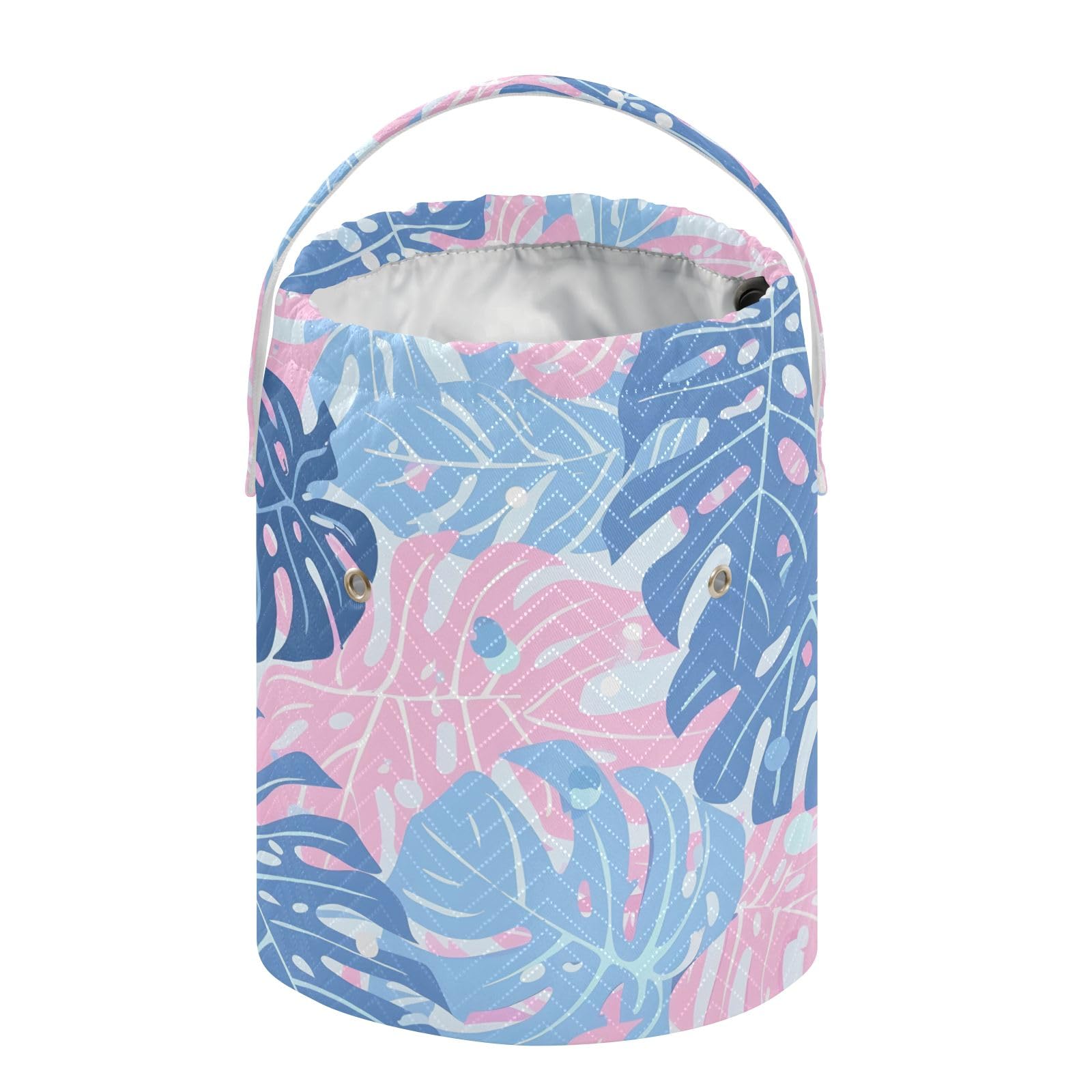 Yarn Storage Bag Small Crochet Bag Knitting Bag Organizer Blue Pink Monstera Leaves Yarn Bags for Crocheting Basket