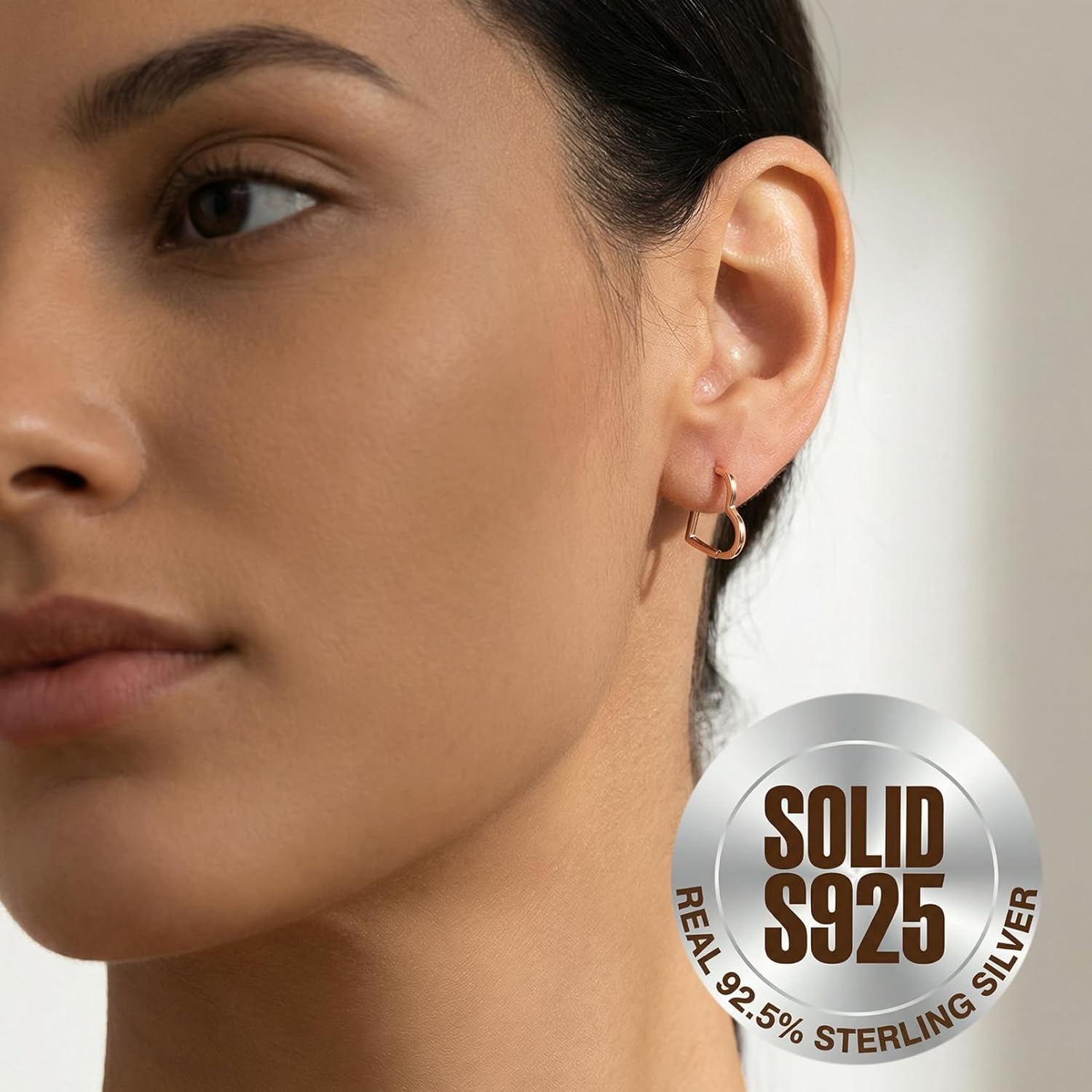 SLUYNZ Solid 925 Sterling Silver 1.6CM Heart Hoop Earrings for Women Teens Minimalist Hoop Earrings Sweet Love Heart Earrings - Image 2