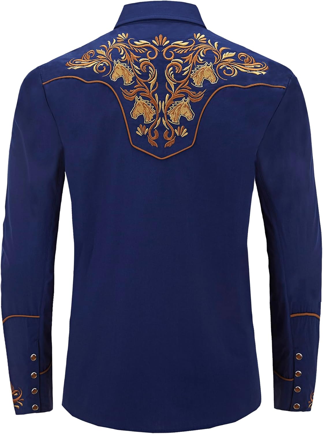 Men's Western Cowboy Shirt Embroidered Exquisite Long Sleeve Regular Fit Snap Button Down Shirts - Image 6