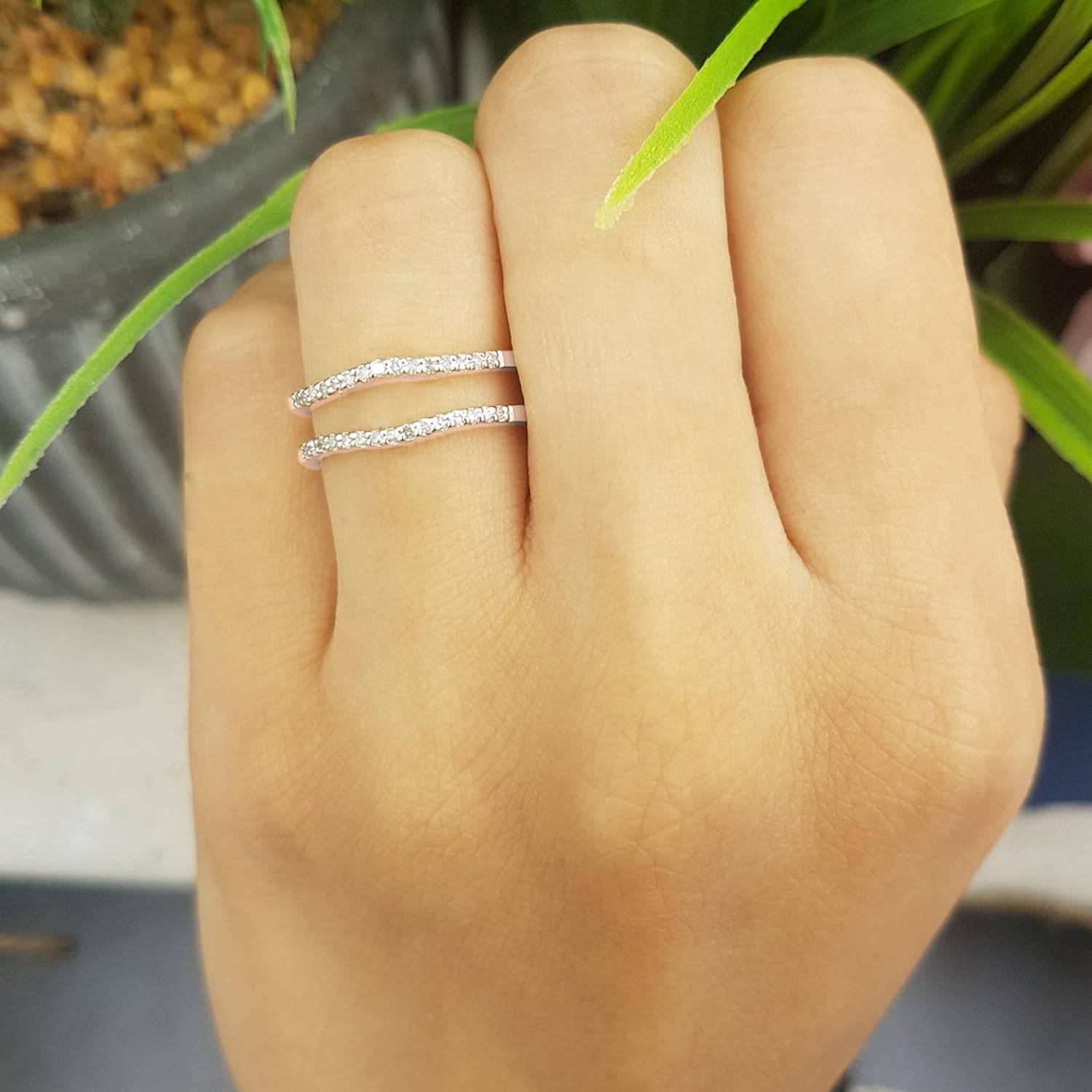 Dazzlingrock Collection 0.18 Ctw Round White Natural Diamond Wedding Enhancer Guard Ring for Women in 10K Rose Real Solid Gold