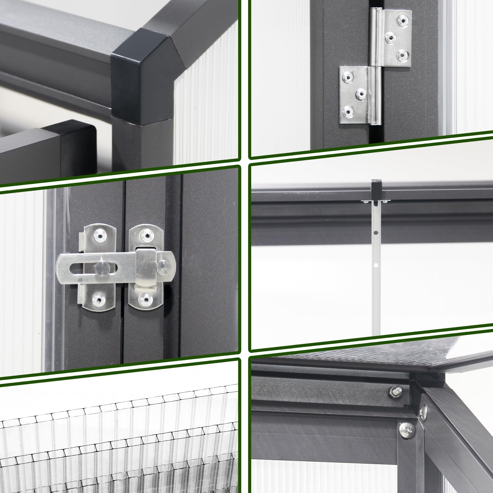 Anlehngewächshaus Aluminium Beistell-Gewächshaus (Grau) – 180x55x190cm, 3 Türen & 2 Oberlicht, geeignet für Zitronenbaum-Töpfe, Chrysanthemen & weitere Pflanzen, Greenhouse