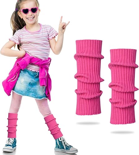 Calentadores de piernas para niños y niñas, calcetines de pierna de punto neón acanalado, calentadores de piernas para bebés, calentadores de brazos