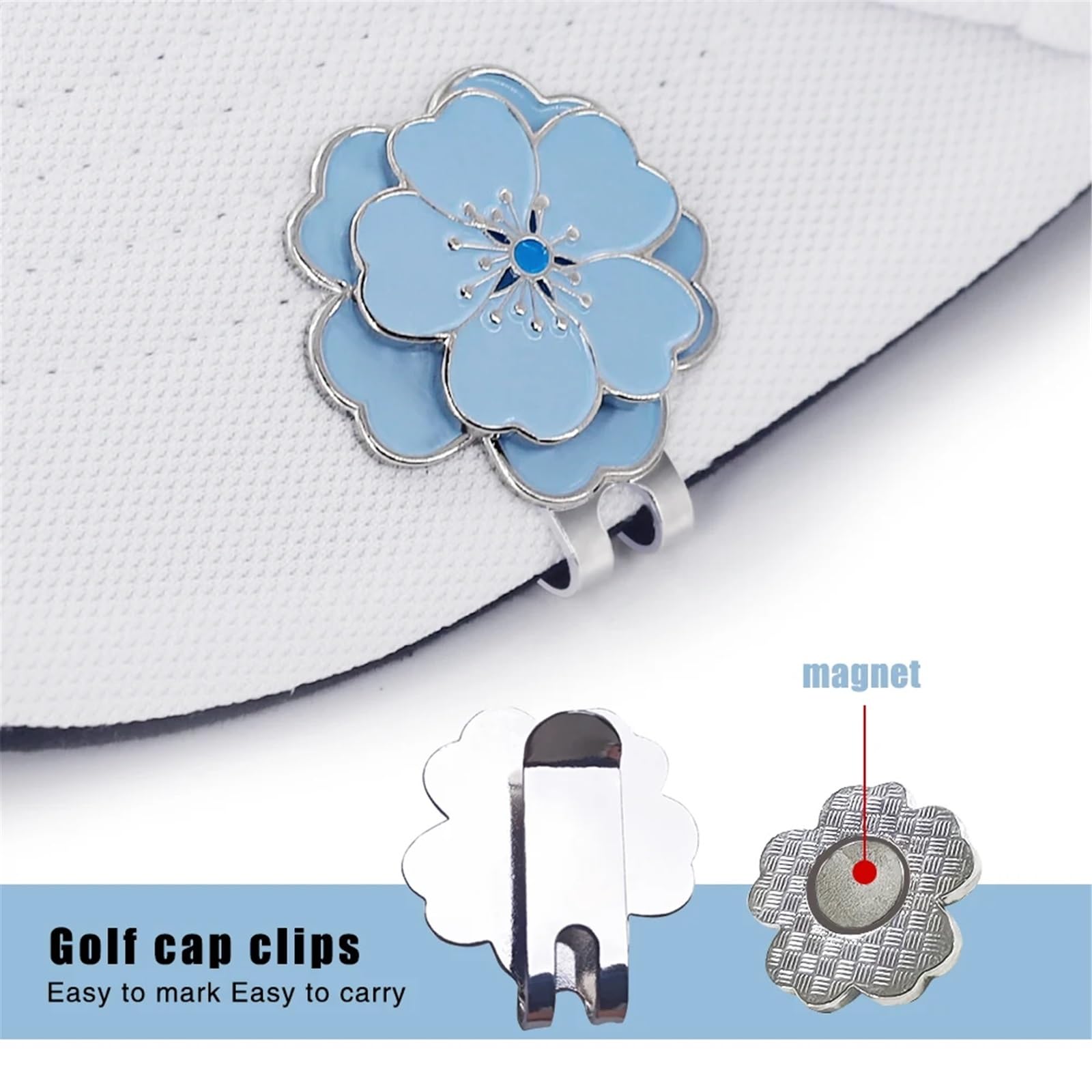 Golfballmarker Hutclip 5 stücke Golf Kappe Clips Mit Magnet Mark Blütenblatt Muster Ball Marker Position Abnehmbare Metall Drop Schiff Zubehör