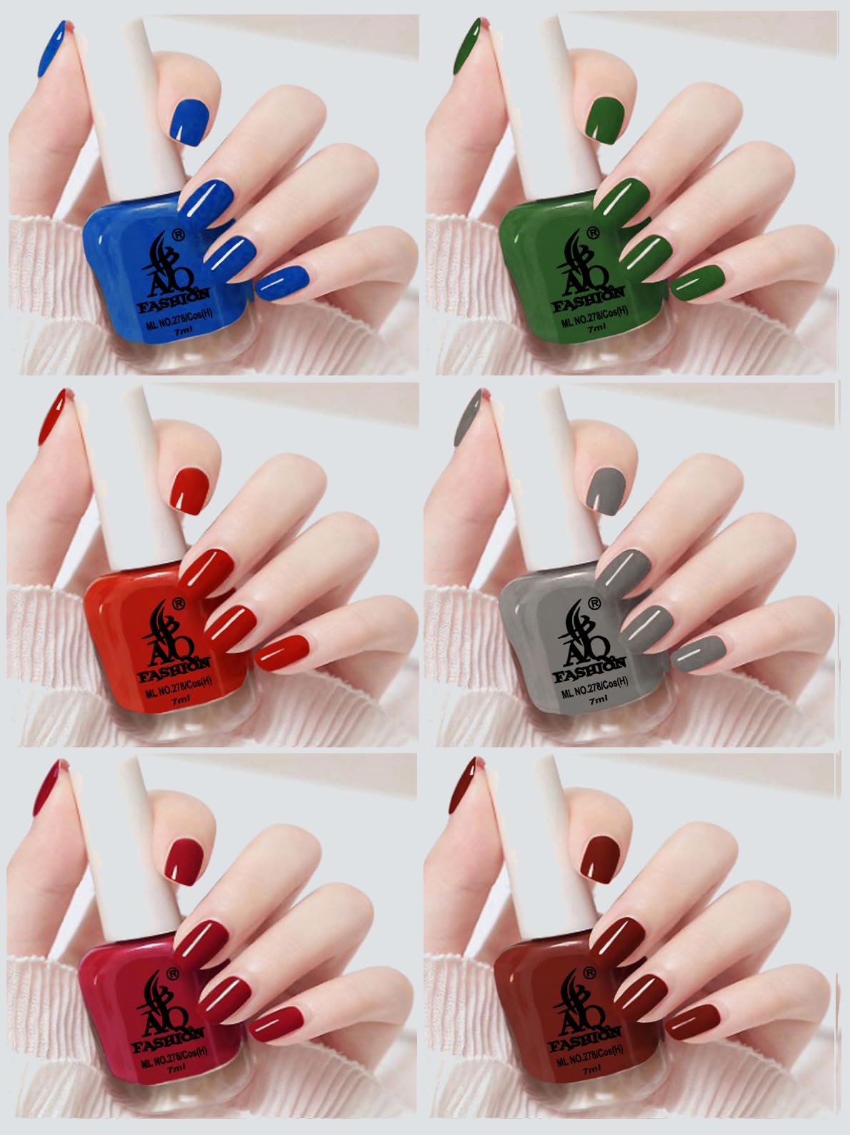 AQ FASHION Quick Drying Long Lasting High Shine Nail Polish For Women and Girl,(VG) Multicolor (Pack of 6)