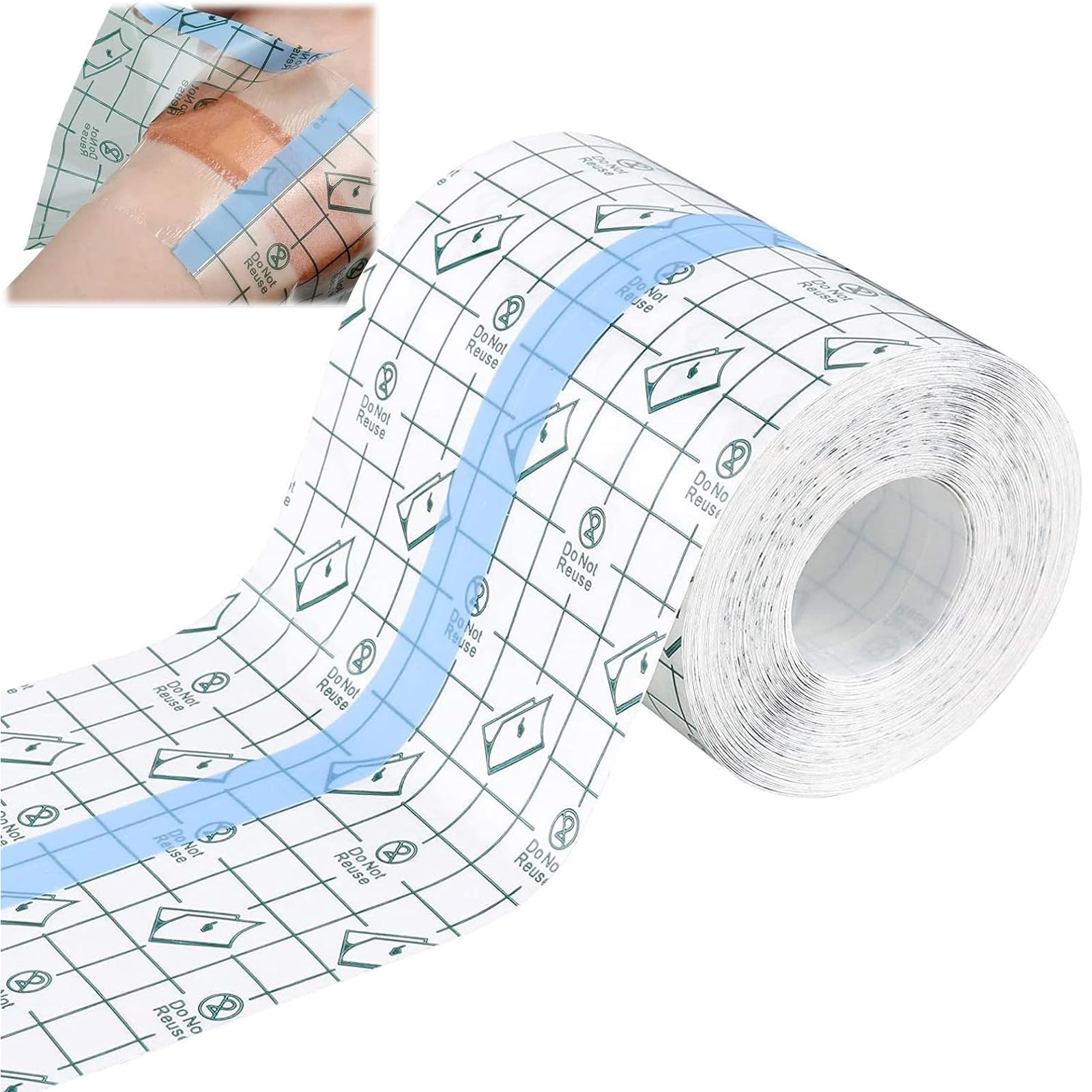 Benda Trasparente Impermeabile,15cm x 5 m Cerotti Elastici di Fissaggio Nastro Tatuaggio Aftercare Cerotto Impermeabile Bendaggio Antiallergico per Ferite Sport Bagno