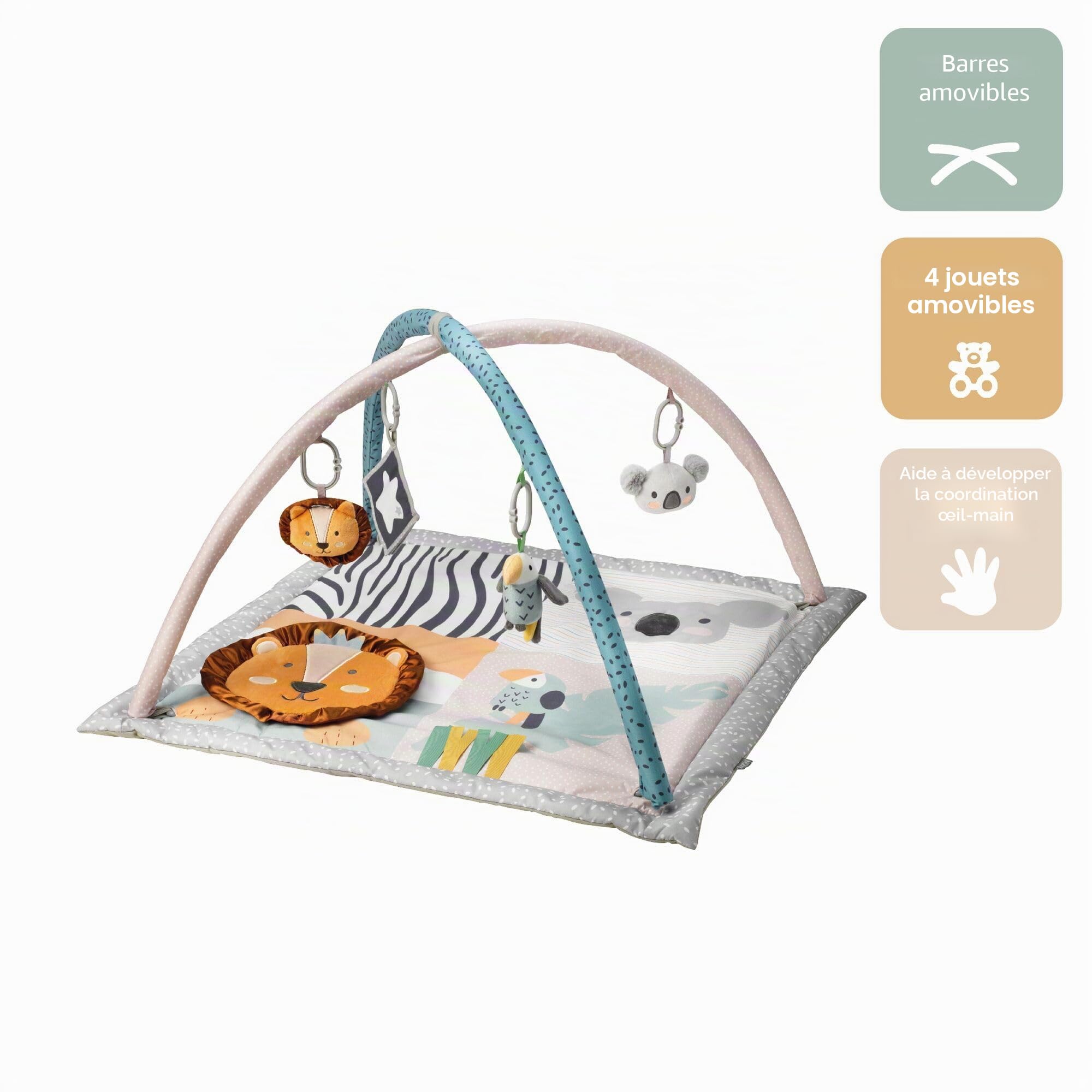 Nuby Tapis d'Éveil Rembourré avec Peluches, +0 Mois, Animal Adventures