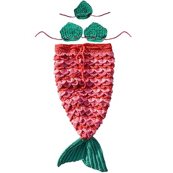Bembika Newborn Handmade Lovely Knitted Mermaid Crochet Shorts with Headband Photography Prop Multi (Set of 3)