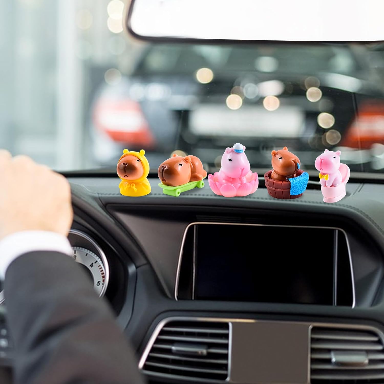 Mini Capybara Figurines 20 PCS Tiny Capybara for Car Dashboard Dollhouse Miniatures Mini Resin Animals for Fairy Garden Home Decor Capybara Birthday Decorations