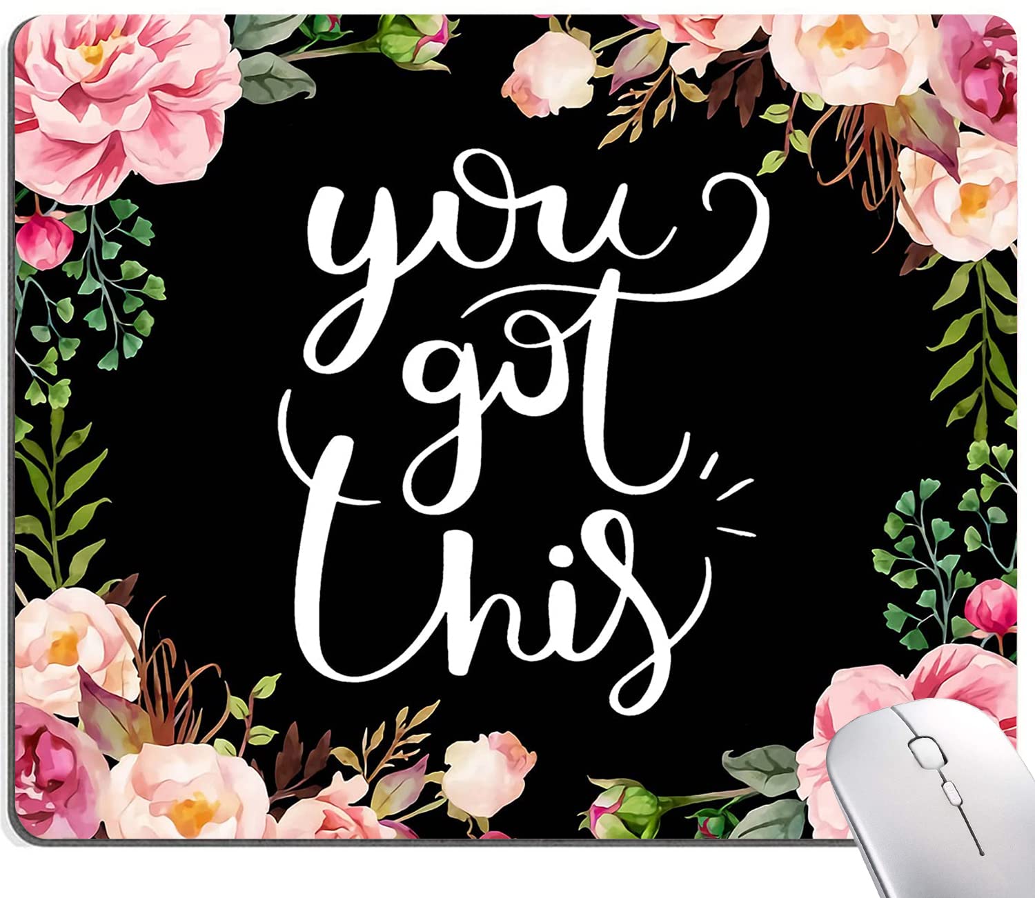 KUOSGM Mouse Pad, Premium-Textured Mouse Mat, Non-Slip Rubber Base Mousepad for Laptop, Computer & PC,9.5×7.9 in,Inspirational Quote You Got This