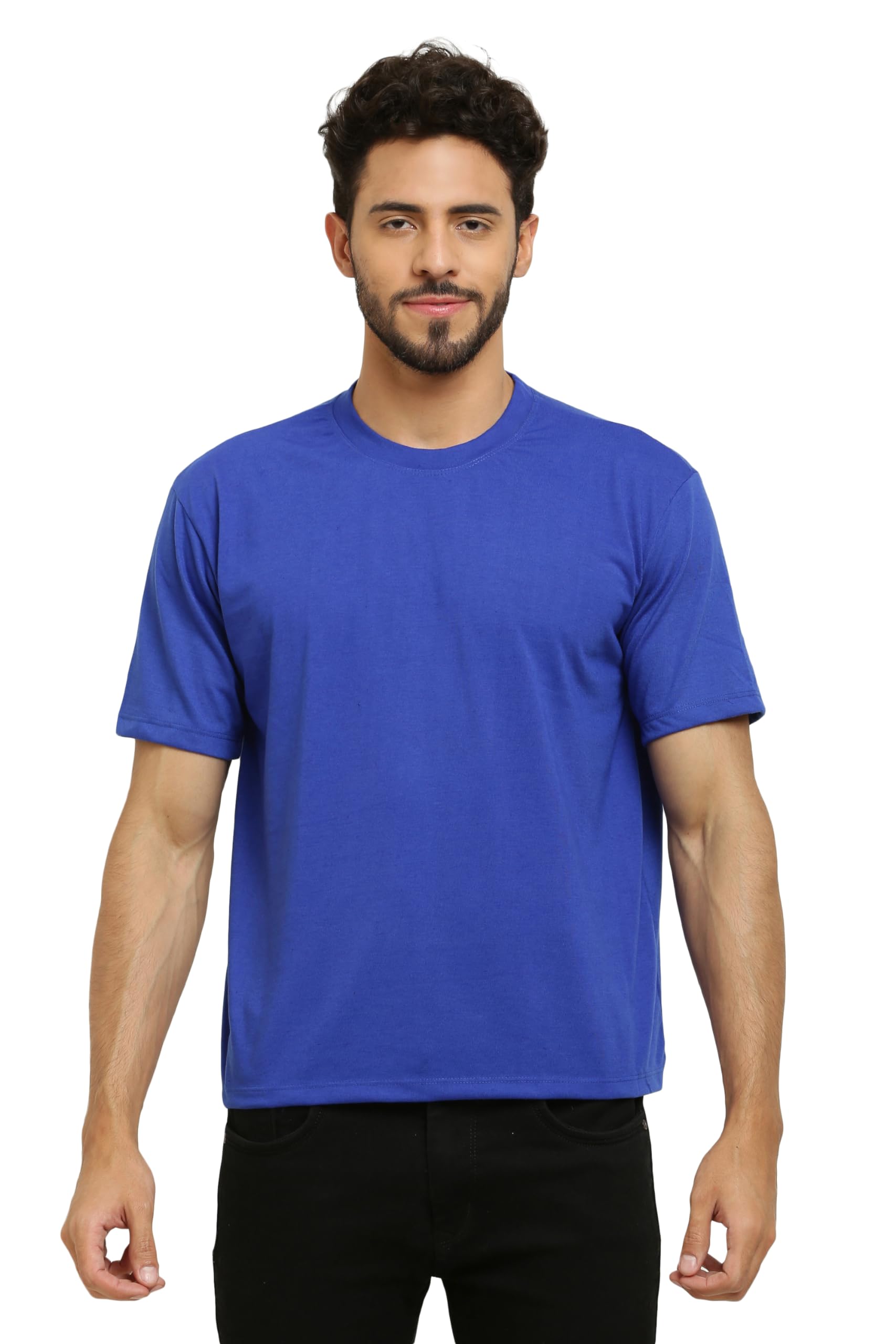 CANIDAE Men's Round Neck Regular FIT T-Shir (Extra Small, Royal Blue)