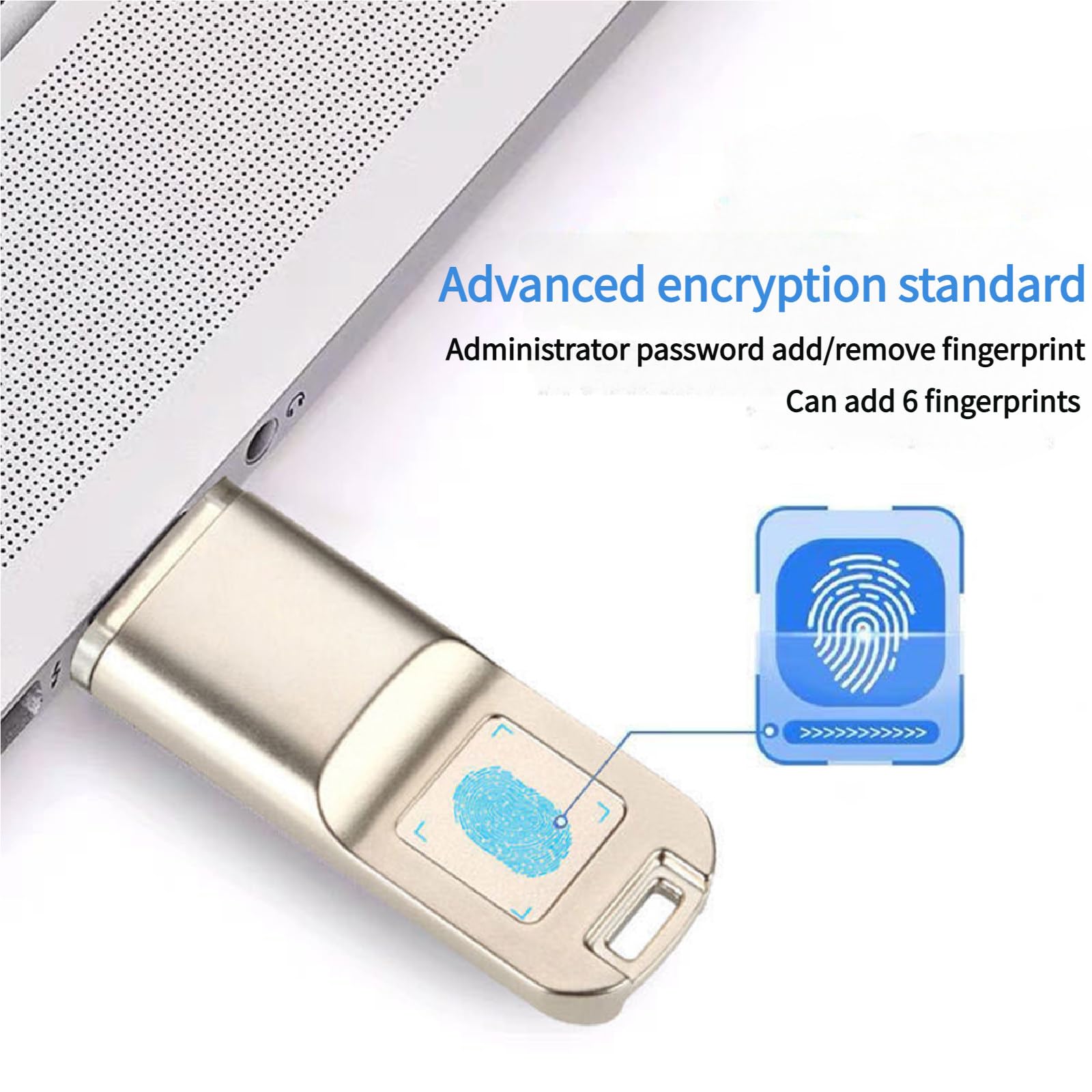 Chiavetta USB sicura con crittografia delle Impronte digitali, chiavette USB con Protezione Tramite Password per l'archiviazione Dati, Fino a 10 ID Impronte digitali 256GB