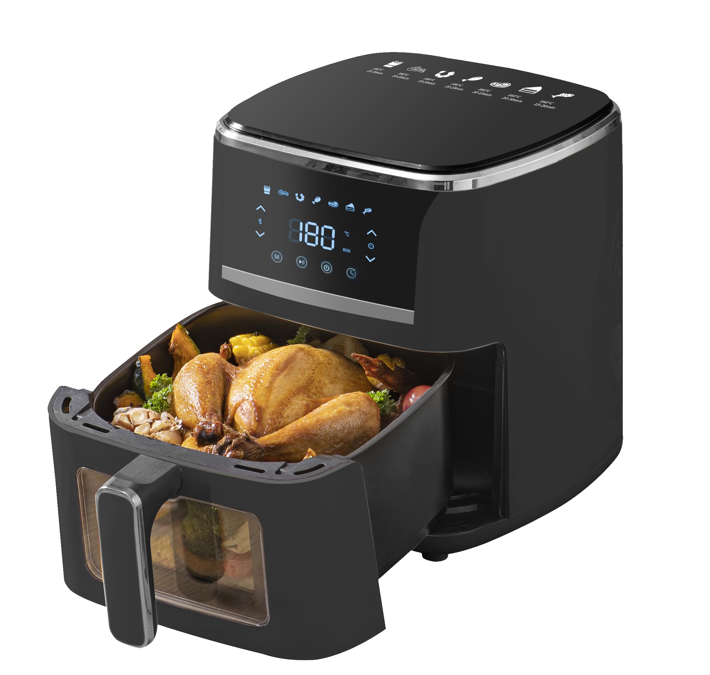 Necchi Friggitrice ad Aria NK815DT, 5L, 1400W, 7 Programmi Preimpostati, Temperature regolabile da 80° e 200°, Timer fino a 60' Progettata per una cucina più sana e gustosa