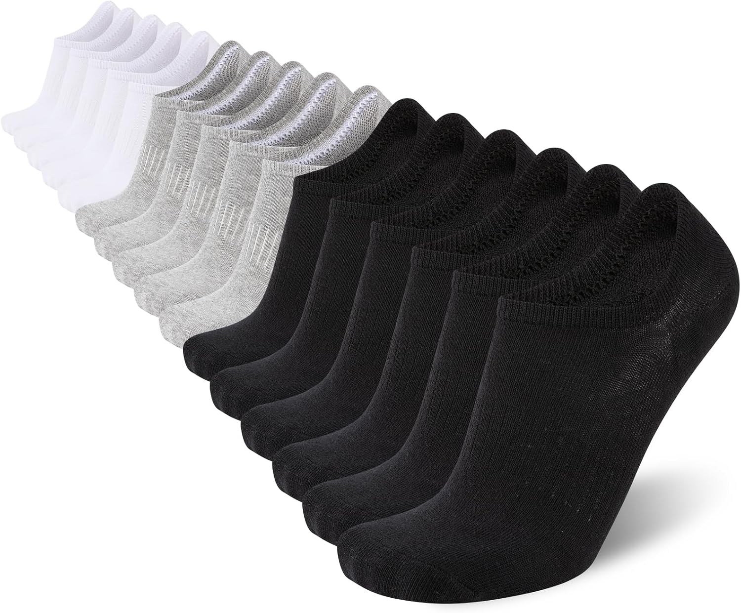 16 Pairs Men's Cotton No Show Socks, Invisible Low Cut Athletic Liners, Non-Slip Silicone Heel Grips for Sneakers & Loafers